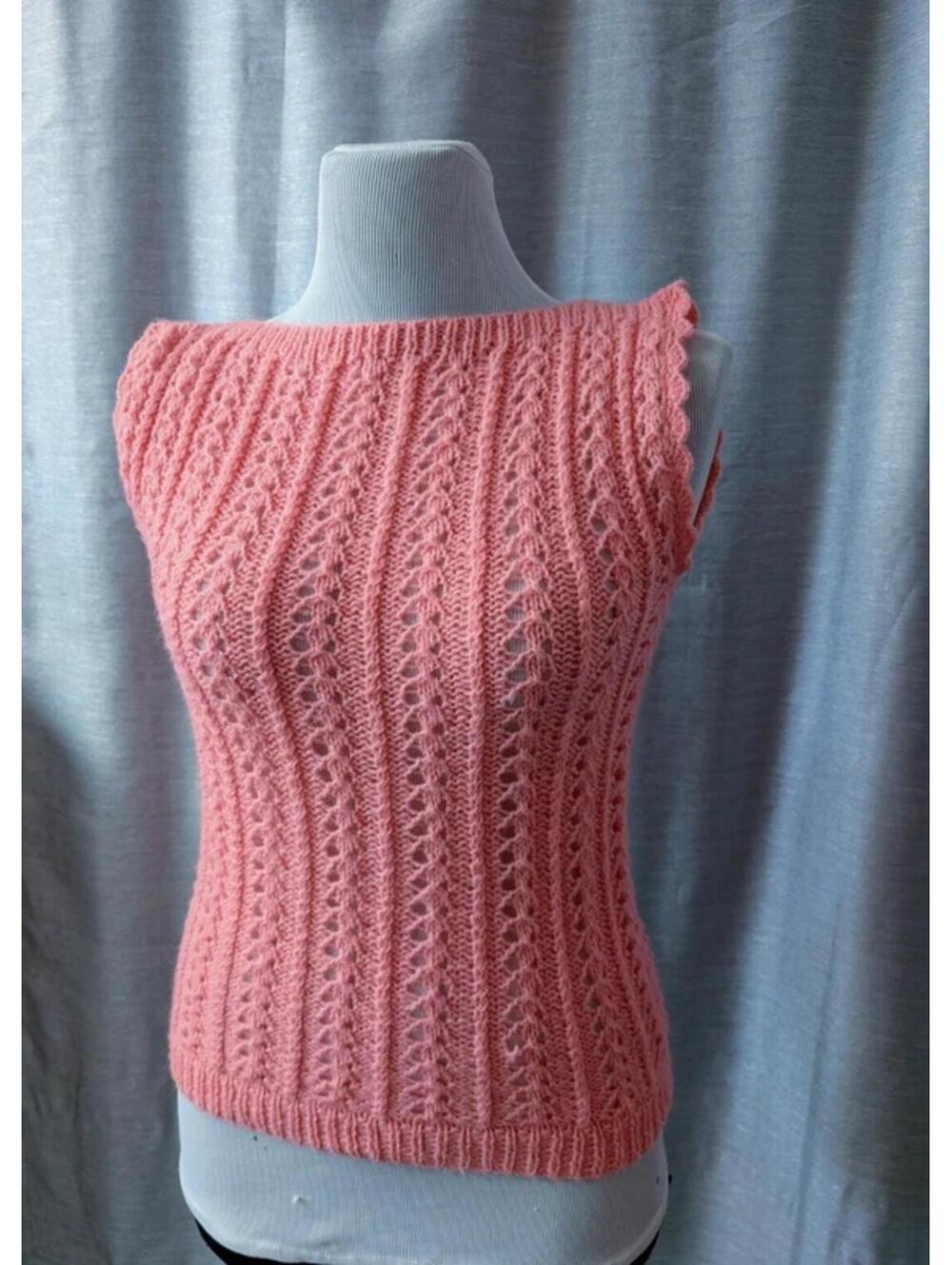 SOLD Vintage Hand Knit Sweater 80s Tank Top M